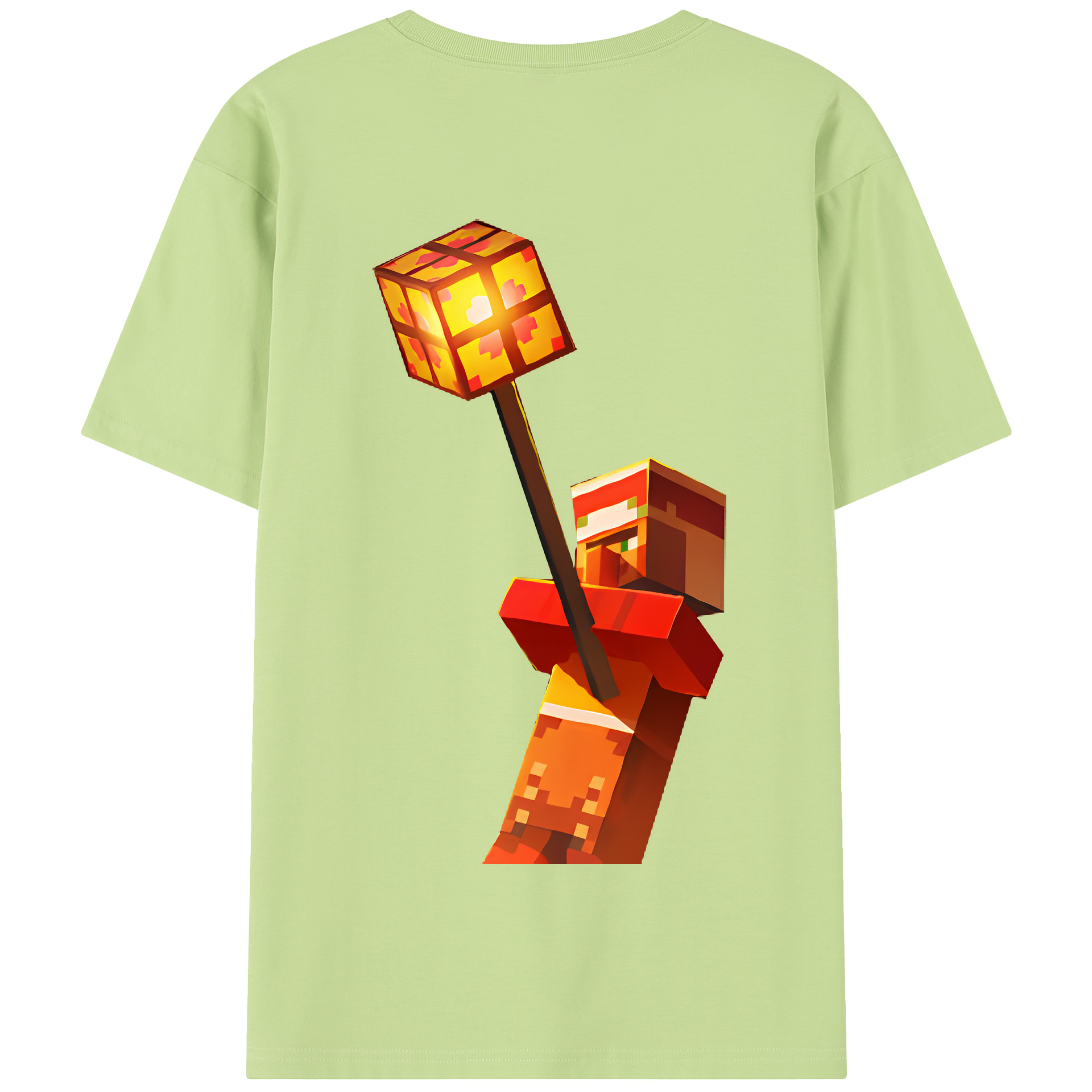 （画像用） マインクラフト ブロックの世界 Minecraft MC Block world 綿100％半袖Tシャツ（背面プリント）